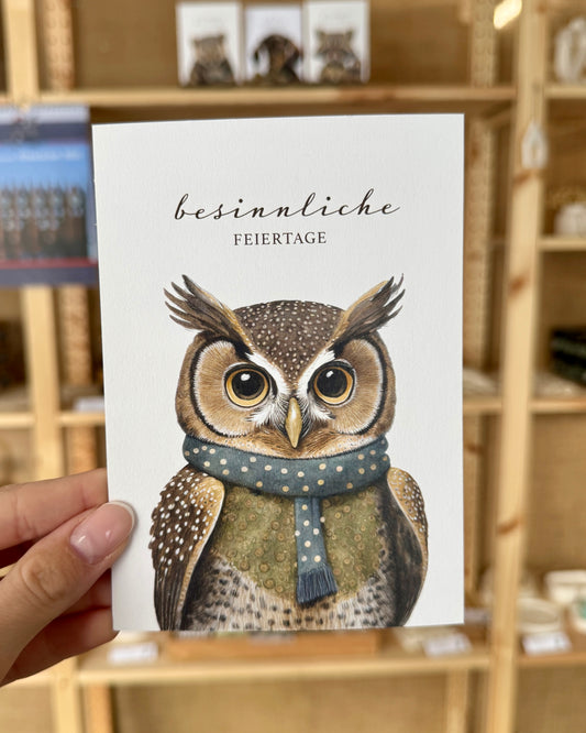Weihnachten: Postkarte „Eule“