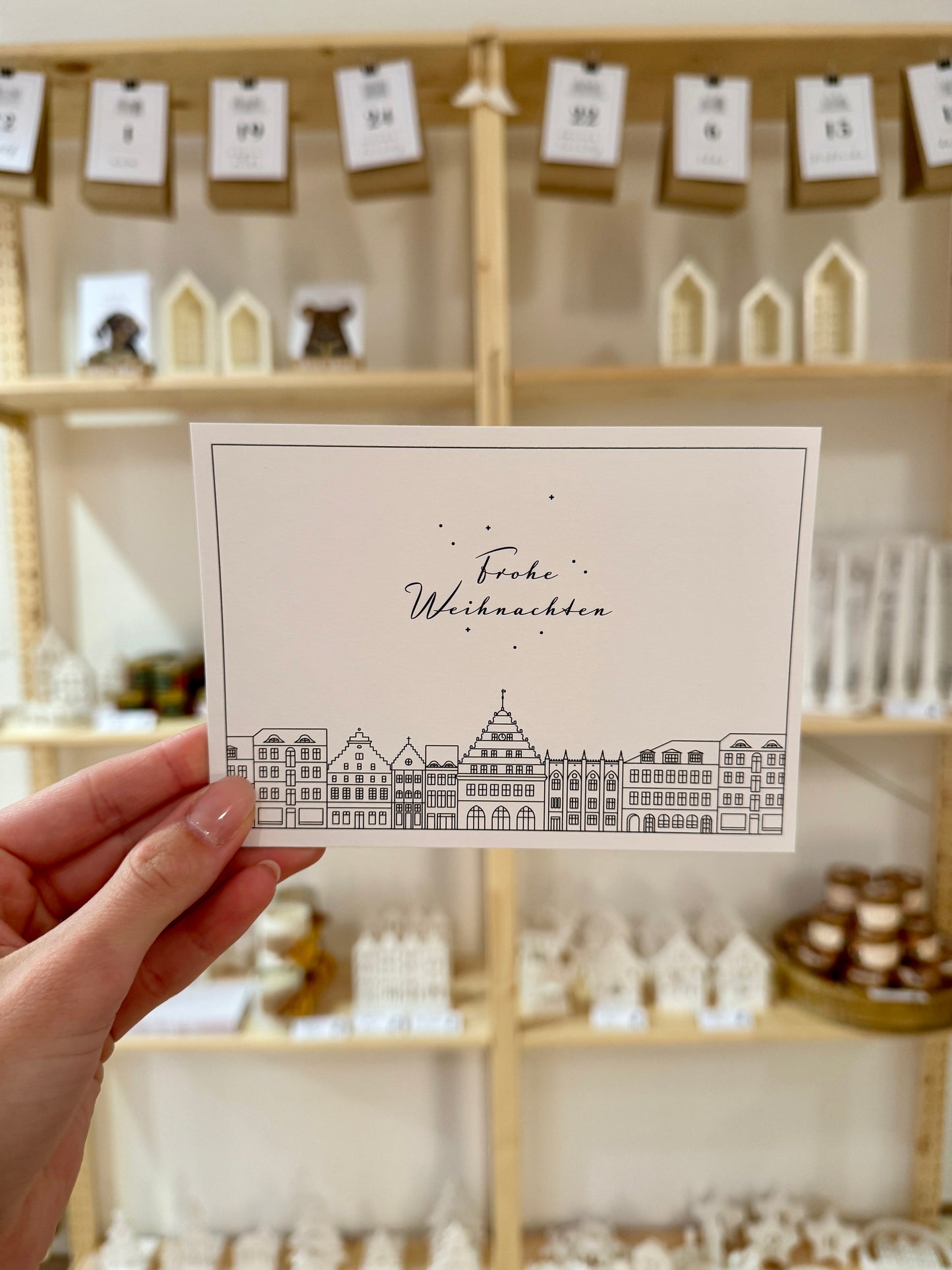 Postkarte: „Frohe Weihnachten“ (Greifswald Silhouette)