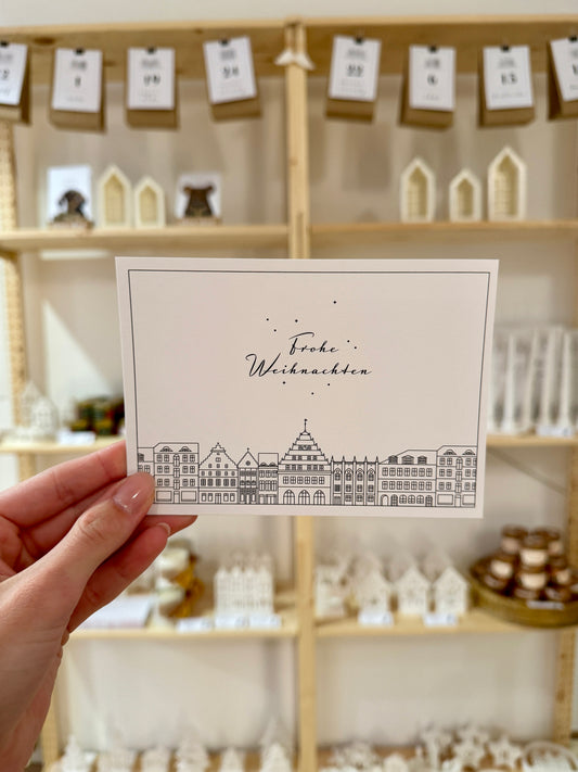 Postkarte: „Frohe Weihnachten“ (Greifswald Silhouette)